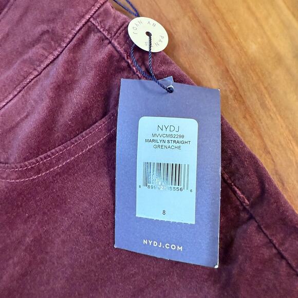NEW NYDJ Women's Pants 8 Velvet Marilyn Straight Stretch Burgundy Lift W16 - Picture 5 of 8